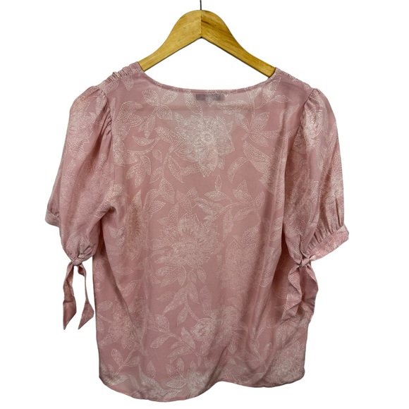 * Madewell 100% Silk V-Neck Tie-Sleeve Top in Pindot Blooms NWT $110 Dainty - Picture 3 of 14